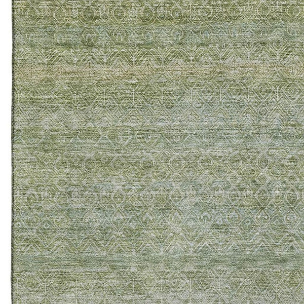 HomeRoots 8' Sage and Gray Striped Round Rug - Washable, UV Protected, Durable, Perfect for High-Traffic Areas 718034