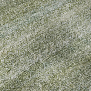 HomeRoots 8' Sage and Gray Striped Round Rug - Washable, UV Protected, Durable, Perfect for High-Traffic Areas 718034