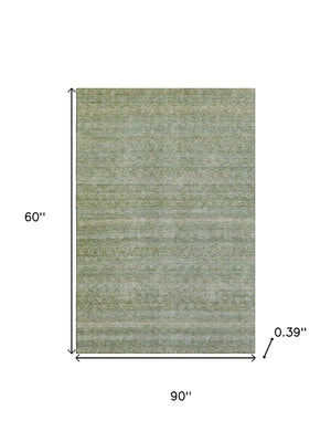 HomeRoots 8' Sage and Gray Striped Round Rug - Washable, UV Protected, Durable, Perfect for High-Traffic Areas 718034
