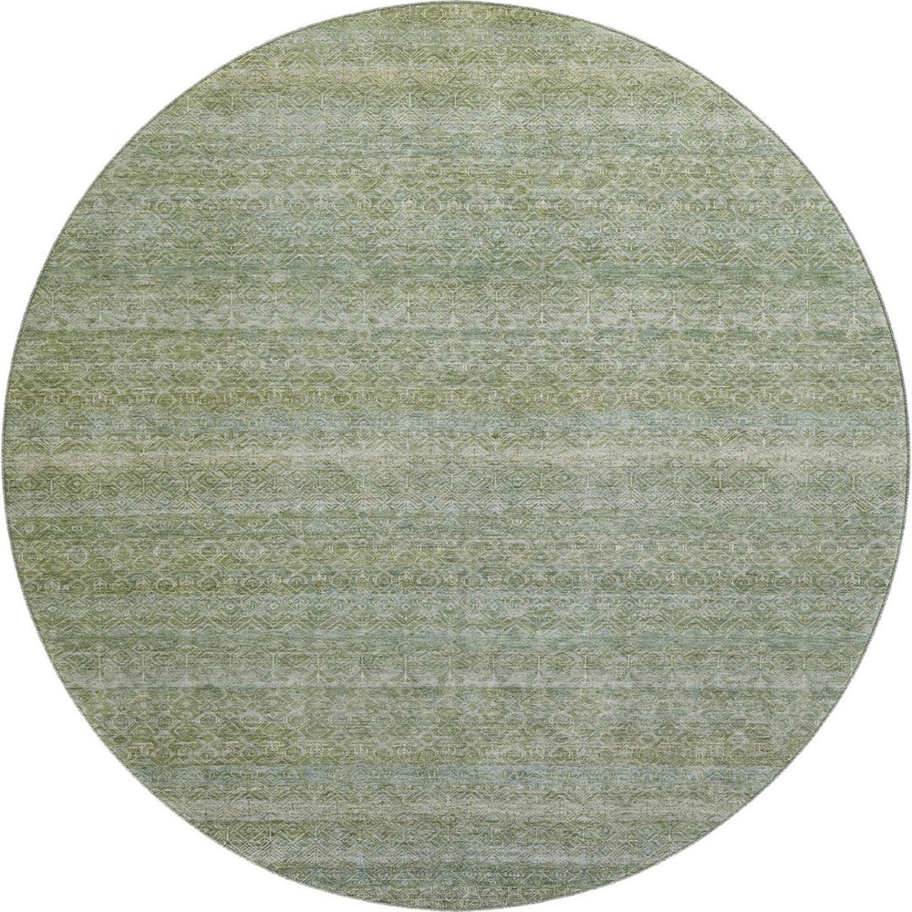 HomeRoots 8' X 10' Sage and Gray Striped Area Rug - Washable, UV Protected, Stain-Resistant, Durable Design 718035