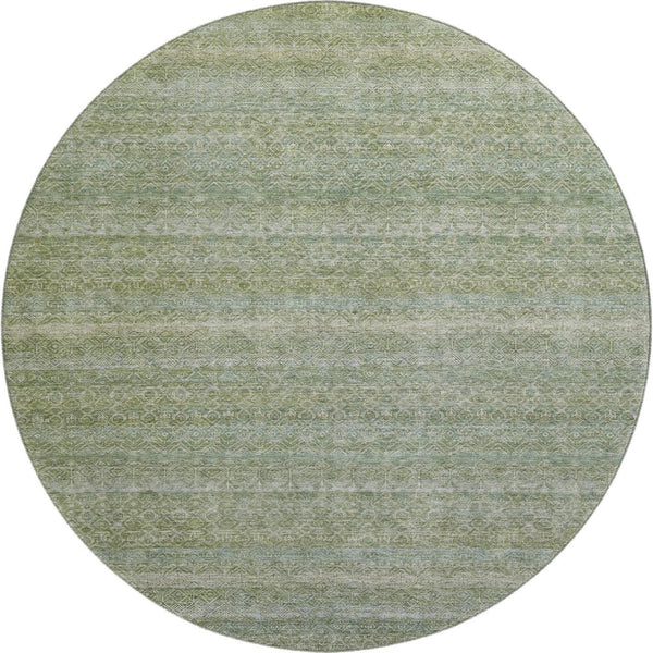 HomeRoots 8' X 10' Sage and Gray Striped Area Rug - Washable, UV Protected, Stain-Resistant, Durable Design 718035
