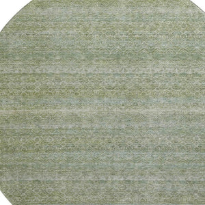 HomeRoots 8' X 10' Sage and Gray Striped Area Rug - Washable, UV Protected, Stain-Resistant, Durable Design 718035