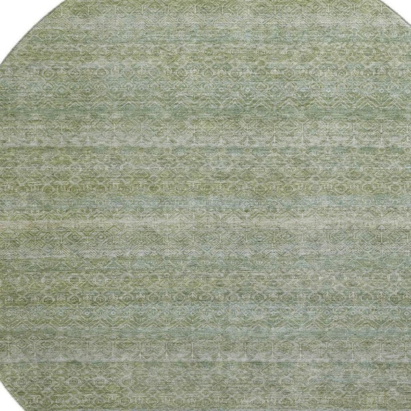 HomeRoots 8' X 10' Sage and Gray Striped Area Rug - Washable, UV Protected, Stain-Resistant, Durable Design 718035