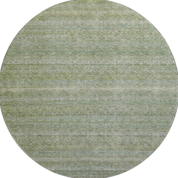HomeRoots 8' X 10' Sage and Gray Striped Area Rug - Washable, UV Protected, Stain-Resistant, Durable Design 718035
