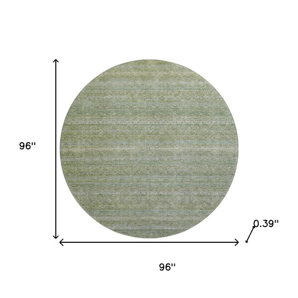 HomeRoots 8' X 10' Sage and Gray Striped Area Rug - Washable, UV Protected, Stain-Resistant, Durable Design 718035