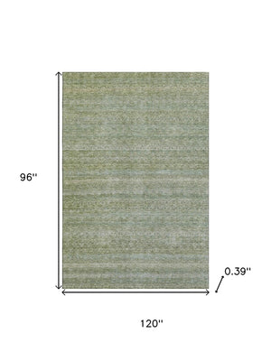 HomeRoots 9' X 12' Sage and Gray Striped Washable Area Rug - Durable, UV-Protected, Perfect for Family Spaces! 718036