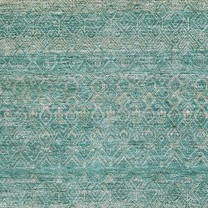 HomeRoots 8' Teal and Beige Striped Washable Round Rug - UV Protected, Stain-Resistant, Perfect for High-Traffic Areas 718040