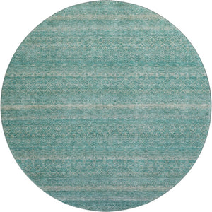 HomeRoots 8' X 10' Coastal-Inspired Teal & Beige Striped Area Rug – Machine Washable & UV Protected Luxury Decor 718041