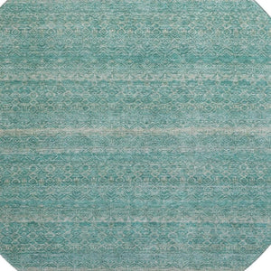 HomeRoots 8' X 10' Coastal-Inspired Teal & Beige Striped Area Rug – Machine Washable & UV Protected Luxury Decor 718041