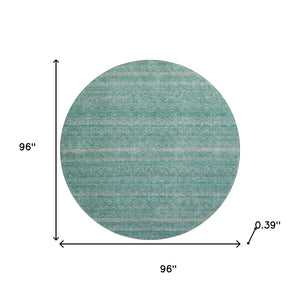 HomeRoots 8' X 10' Coastal-Inspired Teal & Beige Striped Area Rug – Machine Washable & UV Protected Luxury Decor 718041