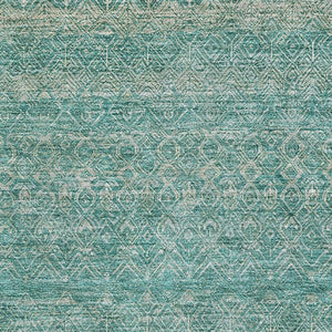 HomeRoots 10' X 14' Teal and Beige Striped Area Rug – Durable, Washable, UV-Protected for Everyday Living Spaces 718043