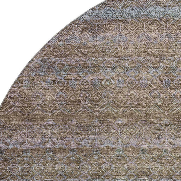 HomeRoots 8' X 10' Washable Area Rug – Stylish Brown and Blue Stripes with UV Protection for Family Homes 718047
