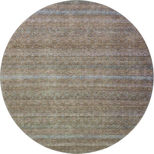 HomeRoots 8' X 10' Washable Area Rug – Stylish Brown and Blue Stripes with UV Protection for Family Homes 718047
