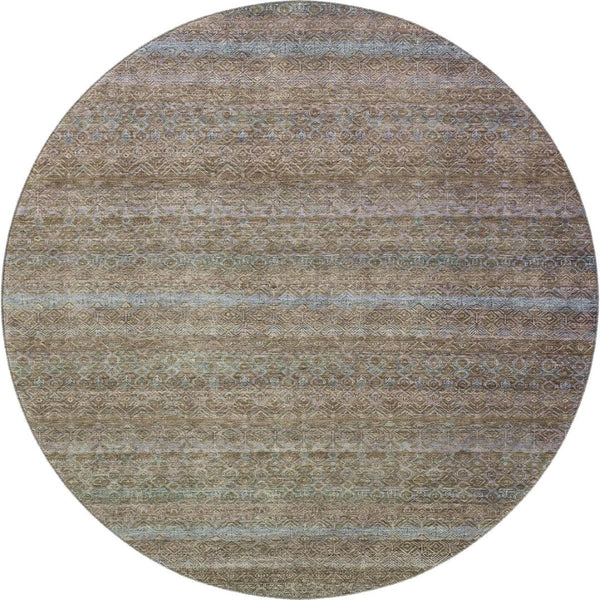 HomeRoots 8' X 10' Washable Area Rug – Stylish Brown and Blue Stripes with UV Protection for Family Homes 718047