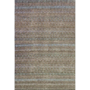 HomeRoots 10' X 14' Brown and Blue Striped Washable Area Rug - Durable, UV-Protected, Non-Slip for Active Homes 718049