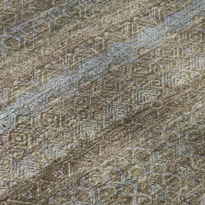 HomeRoots 10' X 14' Brown and Blue Striped Washable Area Rug - Durable, UV-Protected, Non-Slip for Active Homes 718049