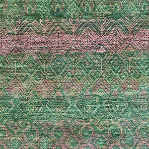 HomeRoots 8' Washable Round Rug with Striking Green and Blush Stripes – UV Protected, Soft, Durable & Stylish! 718052