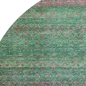 HomeRoots 8' X 10' Washable Area Rug in Green & Blush Stripe - UV Protected, Stain-Resistant & Cozy Style! 718053