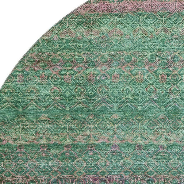 HomeRoots 8' X 10' Washable Area Rug in Green & Blush Stripe - UV Protected, Stain-Resistant & Cozy Style! 718053