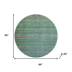 HomeRoots 8' X 10' Washable Area Rug in Green & Blush Stripe - UV Protected, Stain-Resistant & Cozy Style! 718053
