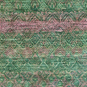 HomeRoots 10' X 14' Green And Blush Striped Washable Area Rug - Durable, UV-Protected, Pet-Friendly Design 718055