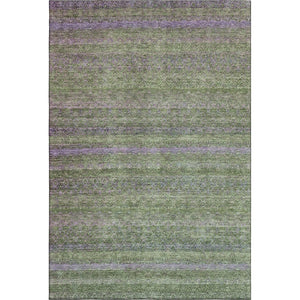 HomeRoots 8' Olive Green & Purple Striped Washable Round Rug - UV-Protected, Durable & Stylish for Any Room 718058