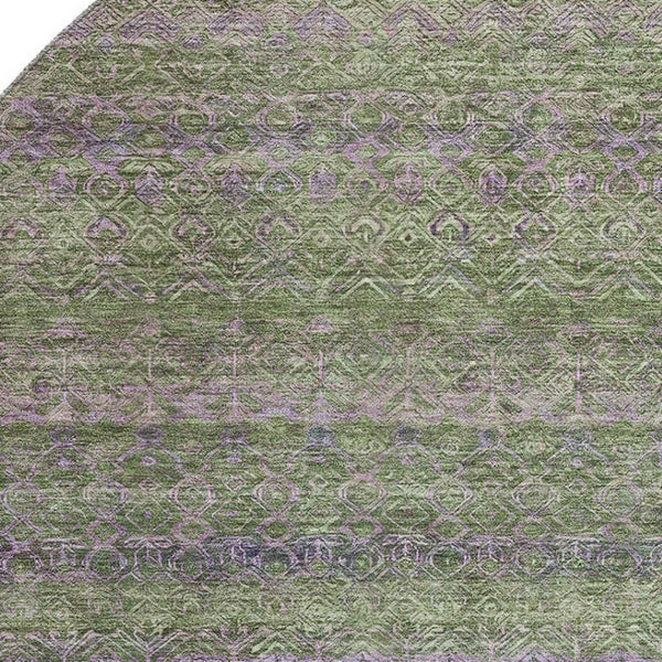HomeRoots 8' X 10' Olive Green and Purple Striped Washable Area Rug with UV Protection for Easy Care & Style 718059