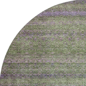 HomeRoots 8' X 10' Olive Green and Purple Striped Washable Area Rug with UV Protection for Easy Care & Style 718059
