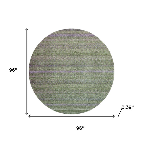 HomeRoots 8' X 10' Olive Green and Purple Striped Washable Area Rug with UV Protection for Easy Care & Style 718059