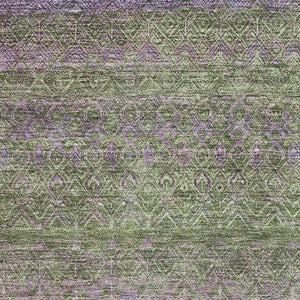 HomeRoots 9' Olive Green and Purple Striped Washable Area Rug with UV Protection for High-Traffic Spaces 718060