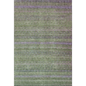 HomeRoots 10' X 14' Olive Green & Purple Striped Area Rug - Durable, Washable, UV Protected for Family Homes 718061