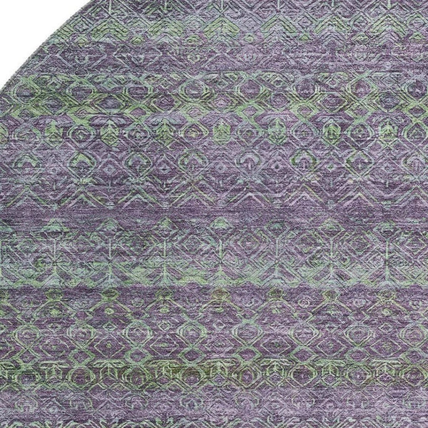 HomeRoots 8' X 10' Stylish Purple and Green Striped Washable Area Rug - UV Protected, Durable, Easy Care! 718065