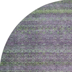 HomeRoots 8' X 10' Stylish Purple and Green Striped Washable Area Rug - UV Protected, Durable, Easy Care! 718065
