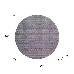 HomeRoots 8' X 10' Stylish Purple and Green Striped Washable Area Rug - UV Protected, Durable, Easy Care! 718065