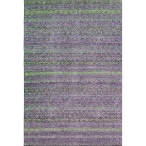 HomeRoots 10' X 14' Vibrant Purple and Green Striped Washable Area Rug with UV Protection for Easy Care 718067