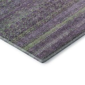 HomeRoots 10' X 14' Vibrant Purple and Green Striped Washable Area Rug with UV Protection for Easy Care 718067
