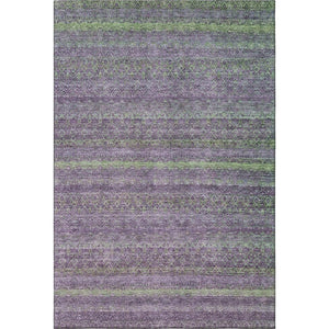 HomeRoots 10' X 14' Vibrant Purple and Green Striped Washable Area Rug with UV Protection for Easy Care 718067