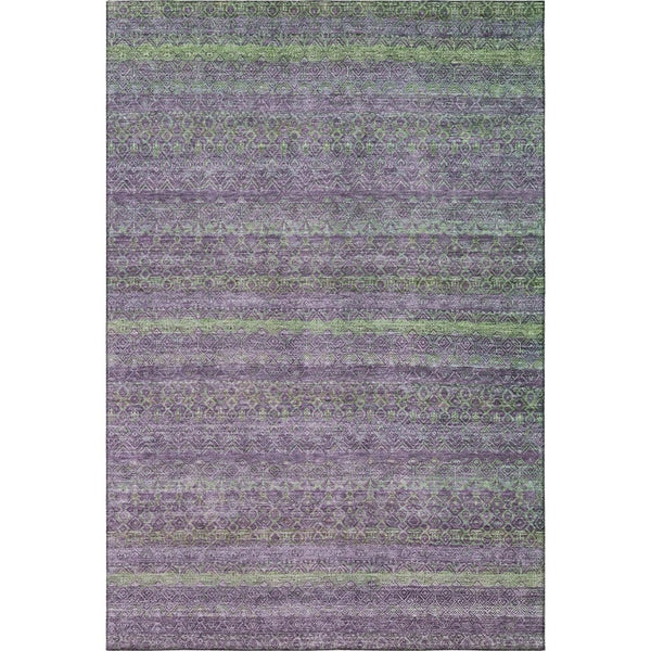 HomeRoots 10' X 14' Vibrant Purple and Green Striped Washable Area Rug with UV Protection for Easy Care 718067