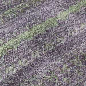HomeRoots 10' X 14' Vibrant Purple and Green Striped Washable Area Rug with UV Protection for Easy Care 718067