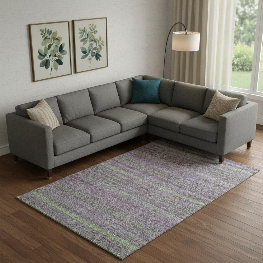 HomeRoots 10' X 14' Vibrant Purple and Green Striped Washable Area Rug with UV Protection for Easy Care 718067
