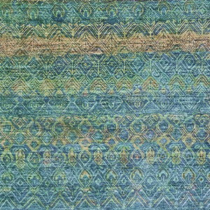HomeRoots 5' X 8' Vibrant Teal & Copper Striped Area Rug - Washable, UV-Protected, Non-Slip, Perfect for Homes! 718069