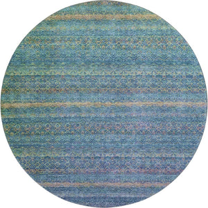 HomeRoots 8' X 10' Stylish Teal and Copper Striped Washable Area Rug - UV Protection & Stain Resistant Design 718071