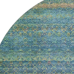 HomeRoots 8' X 10' Stylish Teal and Copper Striped Washable Area Rug - UV Protection & Stain Resistant Design 718071
