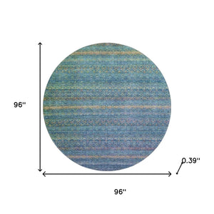 HomeRoots 8' X 10' Stylish Teal and Copper Striped Washable Area Rug - UV Protection & Stain Resistant Design 718071