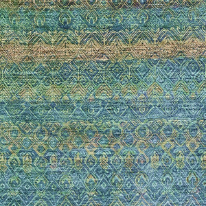HomeRoots 10' Teal and Copper Striped Washable Area Rug - Durable, UV-Protected, Non-Slip for Family Spaces 718073