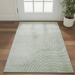 HomeRoots 5' X 8' Contemporary Sage & Silver Abstract Area Rug - Washable, Stain Resistant, UV Protected Comfort 718075