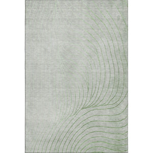 HomeRoots 8' Sage and Silver Abstract Washable Round Rug - Durable, UV-Protected, Family-Friendly Design! 718076