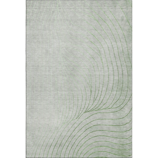 HomeRoots 8' Sage and Silver Abstract Washable Round Rug - Durable, UV-Protected, Family-Friendly Design! 718076