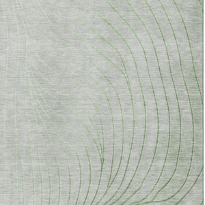 HomeRoots 8' Sage and Silver Abstract Washable Round Rug - Durable, UV-Protected, Family-Friendly Design! 718076