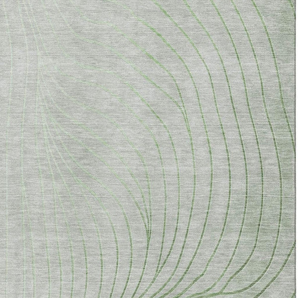 HomeRoots 8' Sage and Silver Abstract Washable Round Rug - Durable, UV-Protected, Family-Friendly Design! 718076